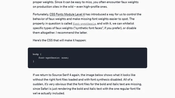 How to disable faux weights with CSS and font synthesis
