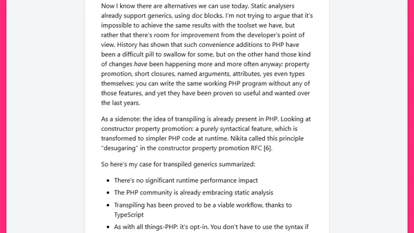 The case for transpiled generics in PHP