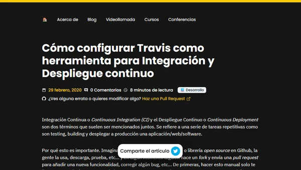 Cómo configurar Travis como herramienta para Integración y Despliegue continuo