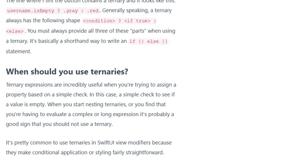 Ternary operator in Swift explained