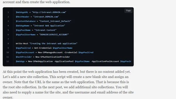SharePoint 2010 & Powershell: Creating a Web Application