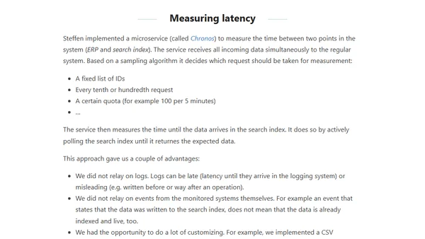 Monitoring latency in a Microservice Architecture