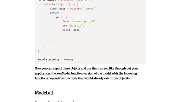 Konjection - ORM Helper using Knex and Objection