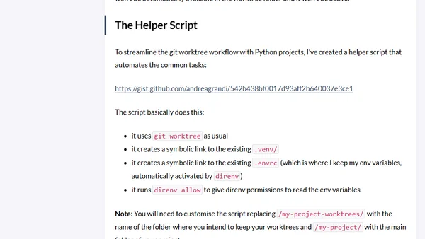How to use git worktree effectively with Python projects