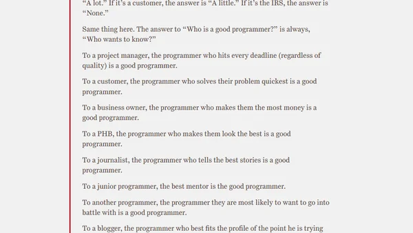 Good and Bad Programmers