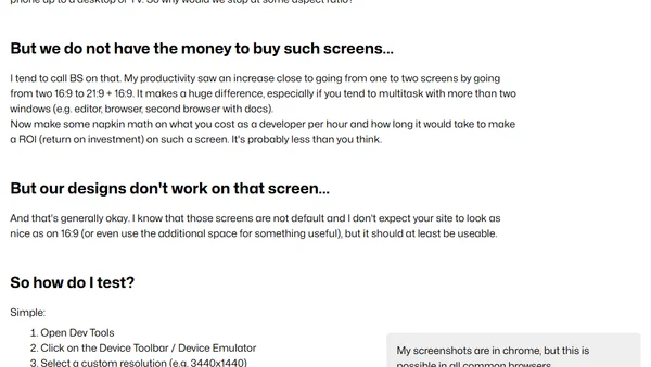 Testing only on 16:9 screens