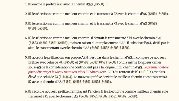 Création de chemins d'AS infinis dans BGP
