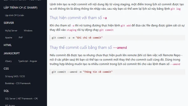 Sử dụng lệnh git commit