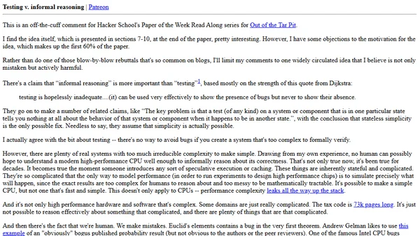 Testing v. informal reasoning