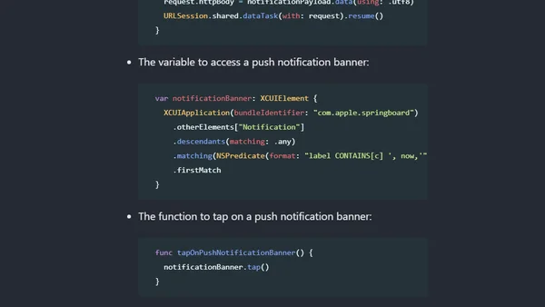 Testing push notifications within XCTest