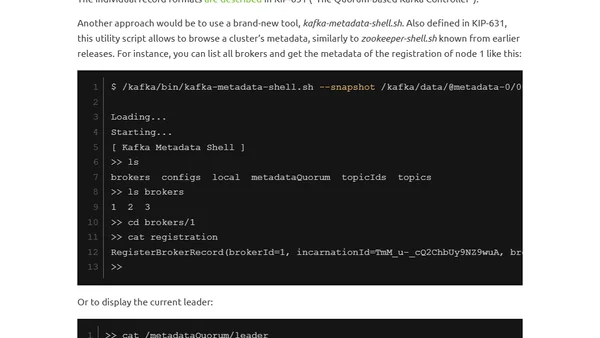 Exploring ZooKeeper-less Kafka