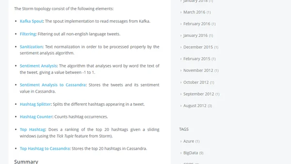 Analysis of twitter streams with Kafka and Storm