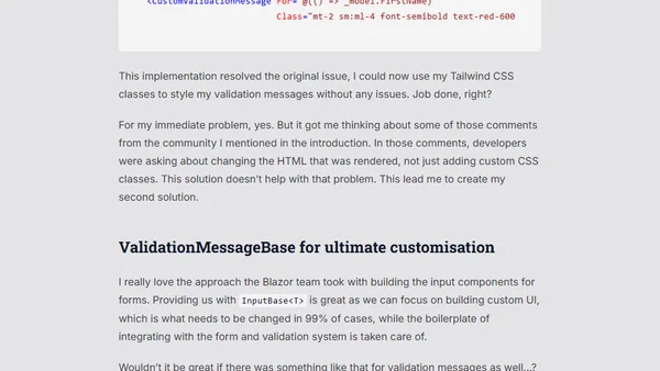 Creating a Custom Validation Message Component for Blazor Forms