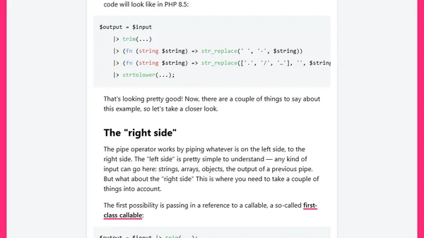 The pipe operator in PHP 8.5