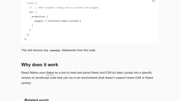 How to remove console statements from React Native apps
