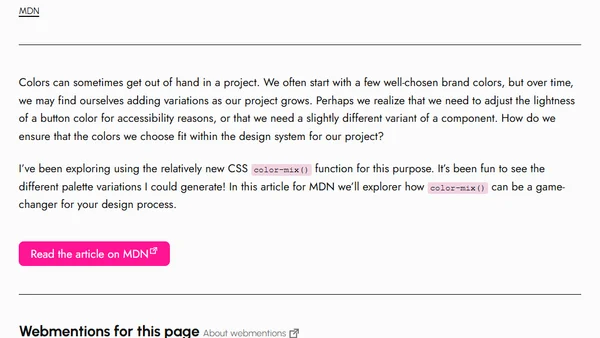 Creating Color Palettes with the CSS color-mix() Function