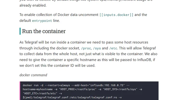 Running Telegraf inside a docker container