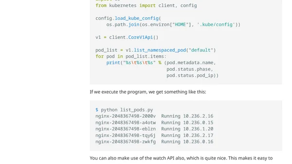 A Quick Look at the Kubernetes Python Client