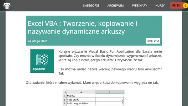 Excel VBA : Tworzenie, kopiowanie i nazywanie dynamiczne arkuszy