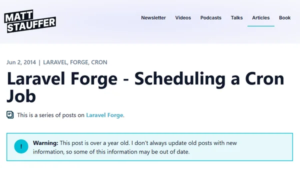 Laravel Forge - Scheduling a Cron Job