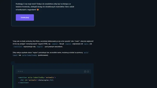 Zaawansowane sekcje w HTML