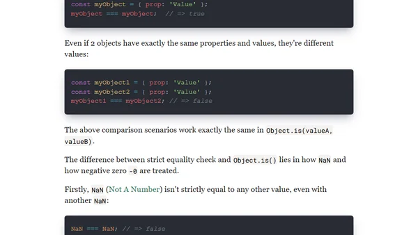 Object.is() vs Strict Equality Operator in JavaScript
