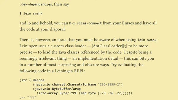 The pitfalls of <code>lein swank</code>