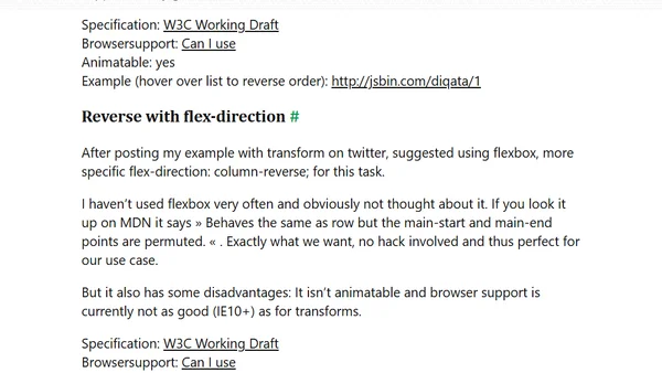 Reverse order of elements with CSS