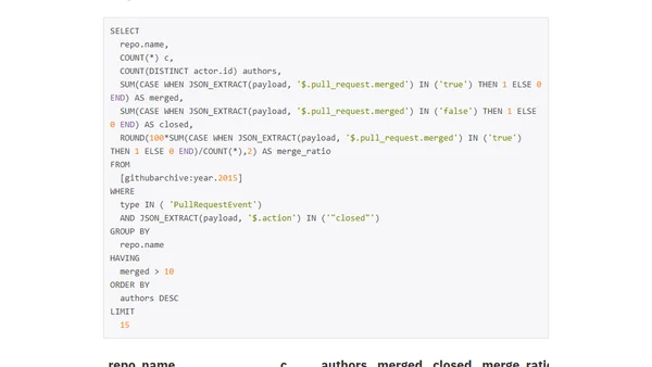 Analyzing GitHub Pull Request Data with BigQuery