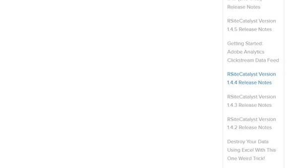 RSiteCatalyst Version 1.4.4 Release Notes