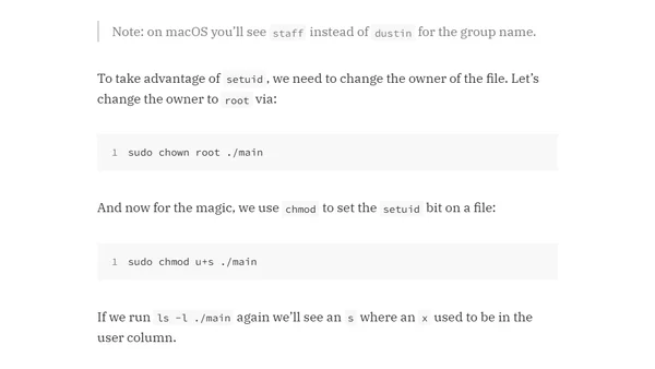 setuid: Elevating Privileges