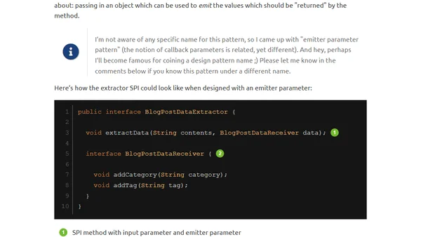 The Emitter Parameter Pattern for Flexible SPI Contracts
