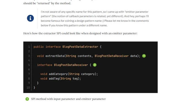 The Emitter Parameter Pattern for Flexible SPI Contracts