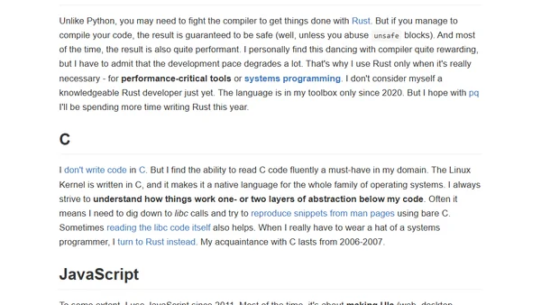 My Choice of Programming Languages