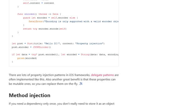 Swift dependency injection design pattern