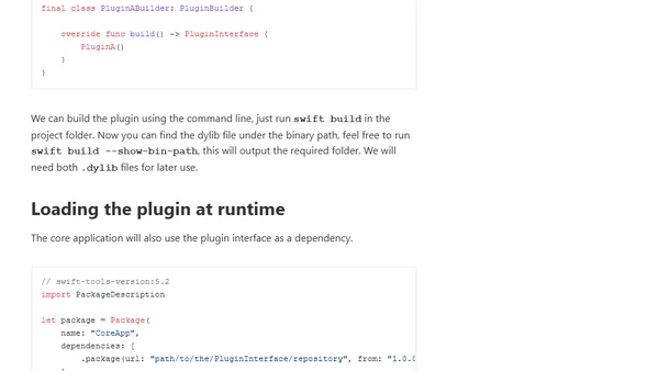 Building and loading dynamic libraries at runtime in Swift