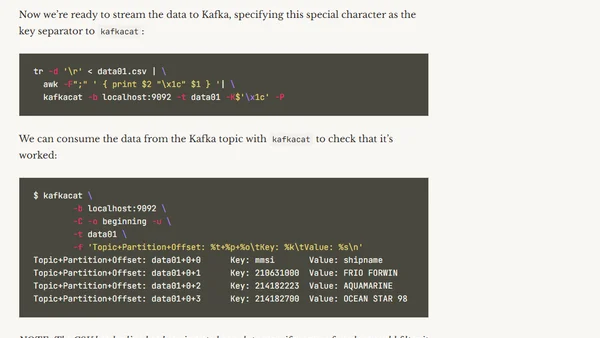 Loading delimited data into Kafka - quick & dirty (but effective)