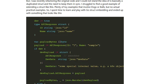 Struct embedding for custom dev responses