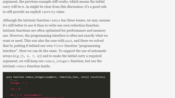 Fortran - Functional Programming Concepts - Reduce