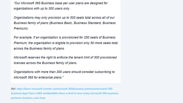 Clarifying the Microsoft 365 Business License Limits