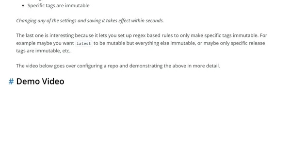 Docker Hub Immutable Tags
