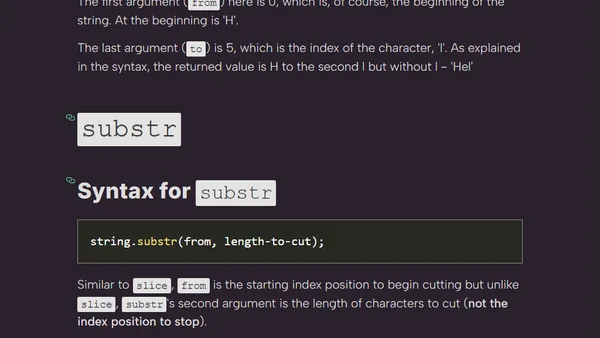 substr and slice methods of strings in JavaScript