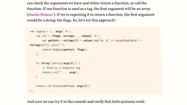 Easy Dynamic Regular Expressions with Tagged Template Literals and Proxies