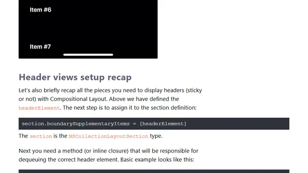 How to create sticky headers with Compositional Layout