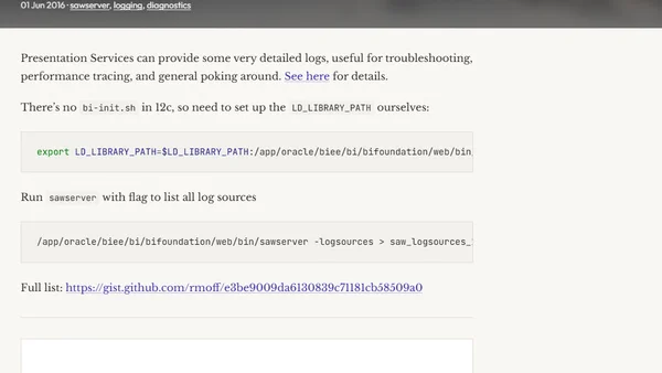 Presentation Services Logsources in OBIEE 12c