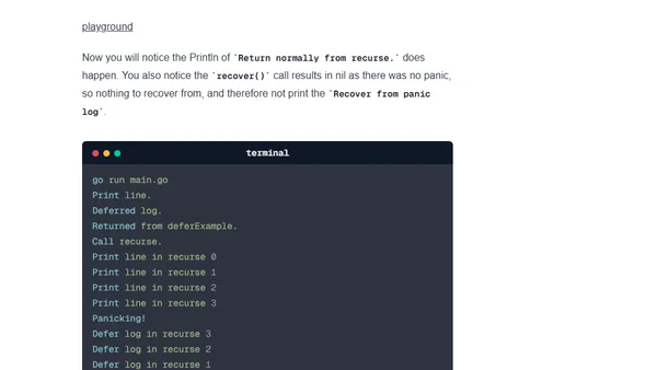 The use of defer in Go