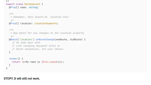 StencilJS Route Change events - Without any dependencies