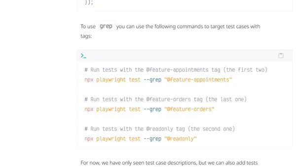 Create and run Playwright test sets using tags and grep