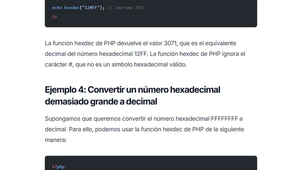 Cómo usar la función hexdec de PHP