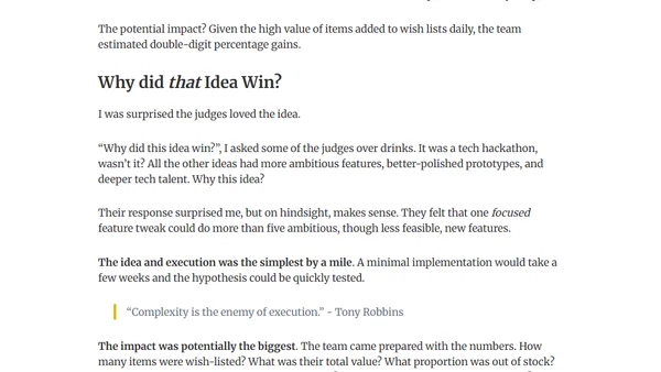 A Hackathon Where the Dinkiest Idea Won. Why?